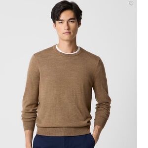 J. CREW Crewneck 100% Cotton Sweater Tan Brown Classic Ribbed Knit Size Large L